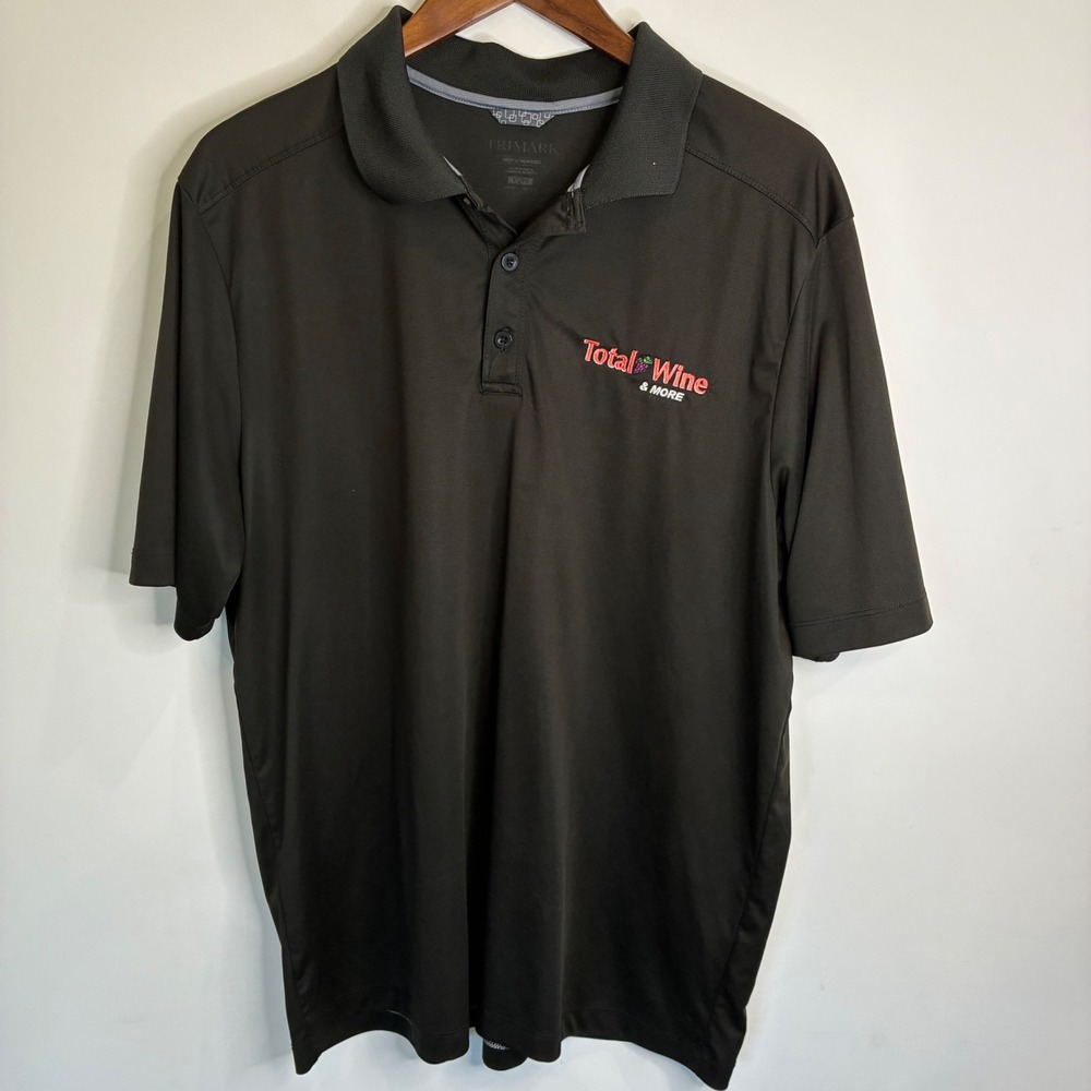 Trimark Mens Total Wine & More Polo Shirt Black XL Short Sleeve Performance Top